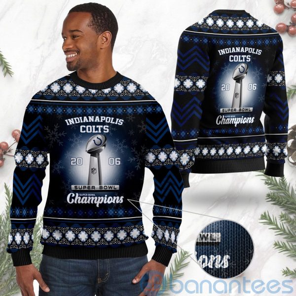 Indianapolis Colts Super Bowl Champions Cup Ugly Christmas 3D Sweater Product Photo
