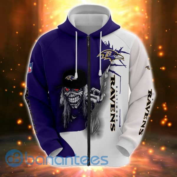 Iron Maiden Baltimore Ravens Full Printed 3D Hoodie, Zip Hoodie Product Photo