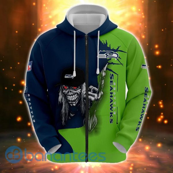 Iron Maiden Seattle Seahawks Full Printed 3D Hoodie, Zip Hoodie Product Photo