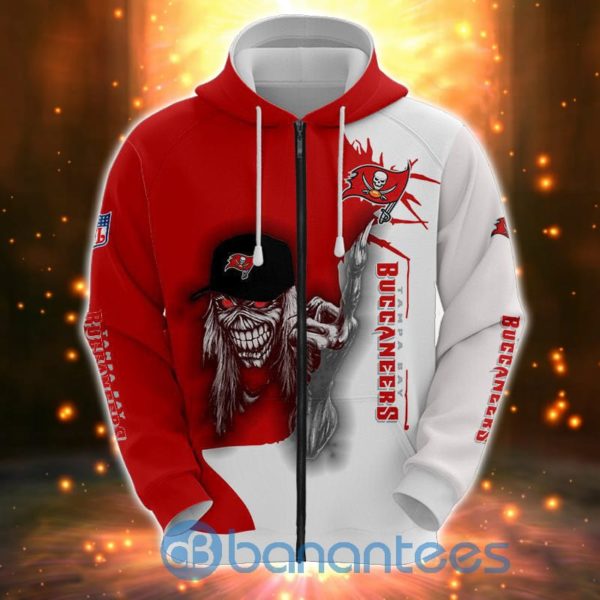 Iron Maiden Tampa Bay Buccaneers White And Red Full Printed 3D Hoodie Zip Hoodie Product Photo