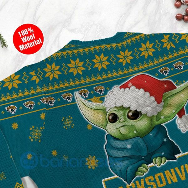 Jacksonville Jaguars Cute Baby Yoda Grogu Ugly Christmas 3D Sweater Product Photo