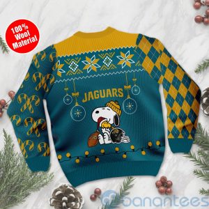 Jacksonville Jaguars Funny Charlie Brown Peanuts Snoopy Christmas Tree Ugly Christmas 3D Sweater Product Photo