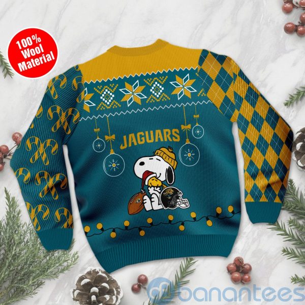 Jacksonville Jaguars Funny Charlie Brown Peanuts Snoopy Christmas Tree Ugly Christmas 3D Sweater Product Photo