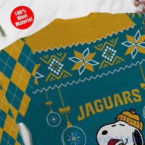 Jacksonville Jaguars Funny Charlie Brown Peanuts Snoopy Christmas Tree Ugly Christmas 3D Sweater Product Photo