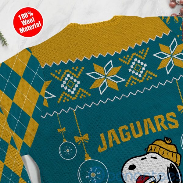 Jacksonville Jaguars Funny Charlie Brown Peanuts Snoopy Christmas Tree Ugly Christmas 3D Sweater Product Photo