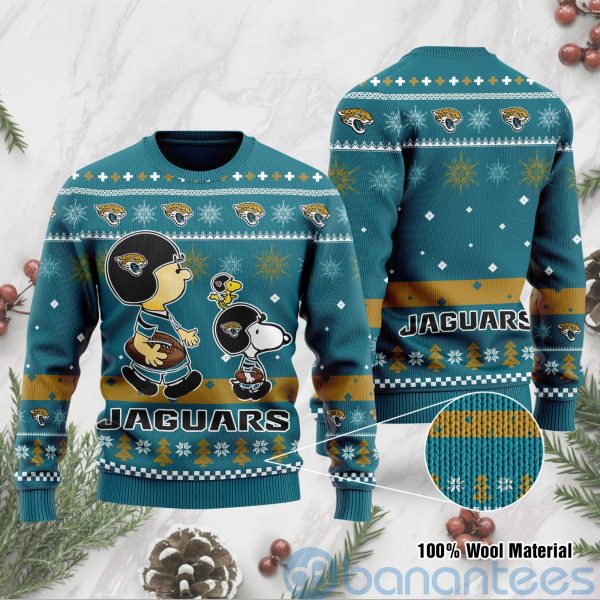 Jacksonville Jaguars Funny Charlie Brown Peanuts Snoopy Ugly Christmas 3D Sweater Product Photo