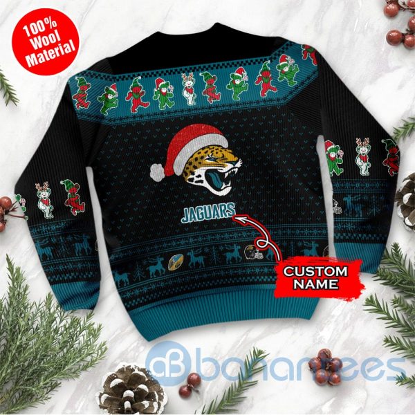 Jacksonville Jaguars Grateful Dead SKull And Bears Custom Name Uglu Christmas 3D Sweater Product Photo