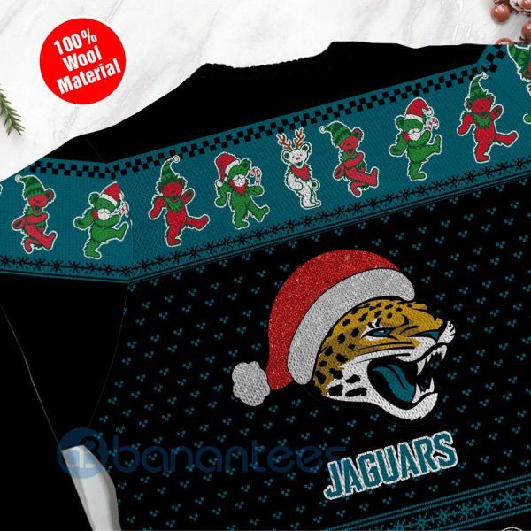 Jacksonville Jaguars Grateful Dead SKull And Bears Custom Name Uglu Christmas 3D Sweater Product Photo