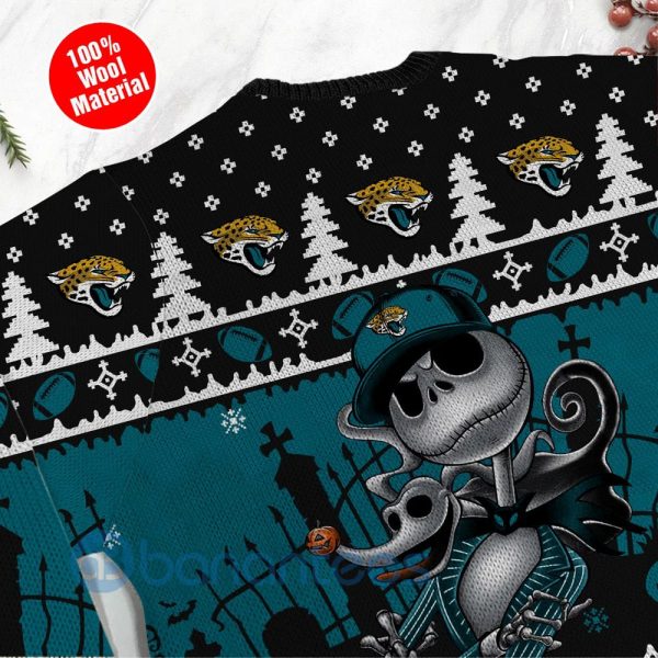 Jacksonville Jaguars Jack Skellington Halloween Ugly Christmas 3D Sweater Product Photo