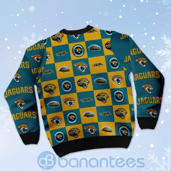 Jacksonville Jaguars Logo Checkered Flannel Design Ugly Christmas 3D Sweater Product Photo