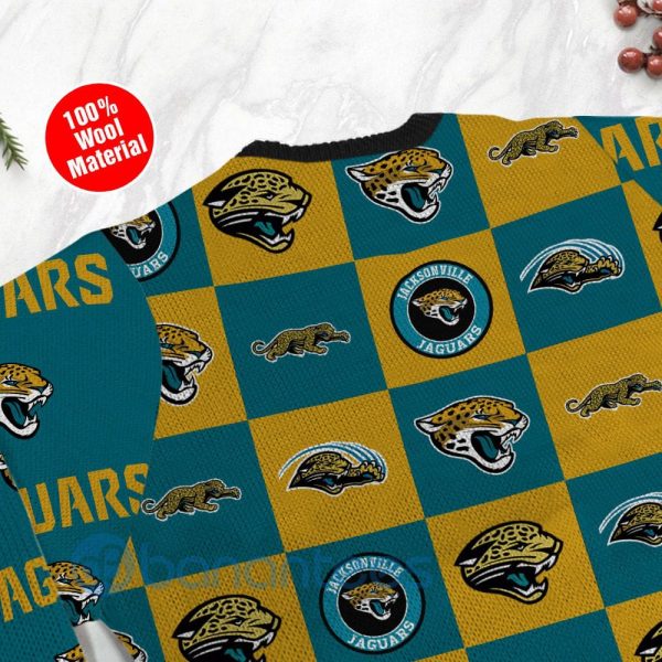 Jacksonville Jaguars Logo Checkered Flannel Design Ugly Christmas 3D Sweater Product Photo