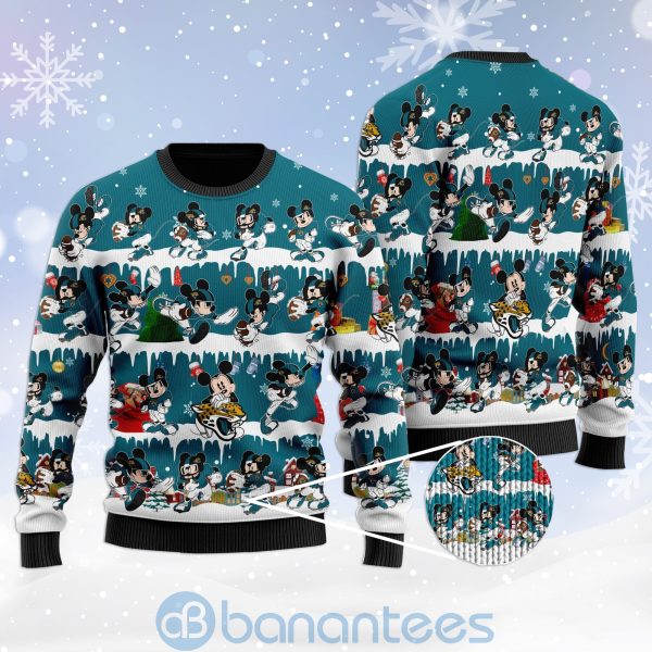 Jacksonville Jaguars Mickey American Football Ugly Christmas 3D Sweater Product Photo