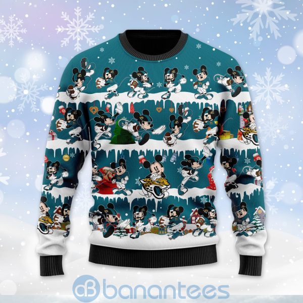 Jacksonville Jaguars Mickey American Football Ugly Christmas 3D Sweater Product Photo