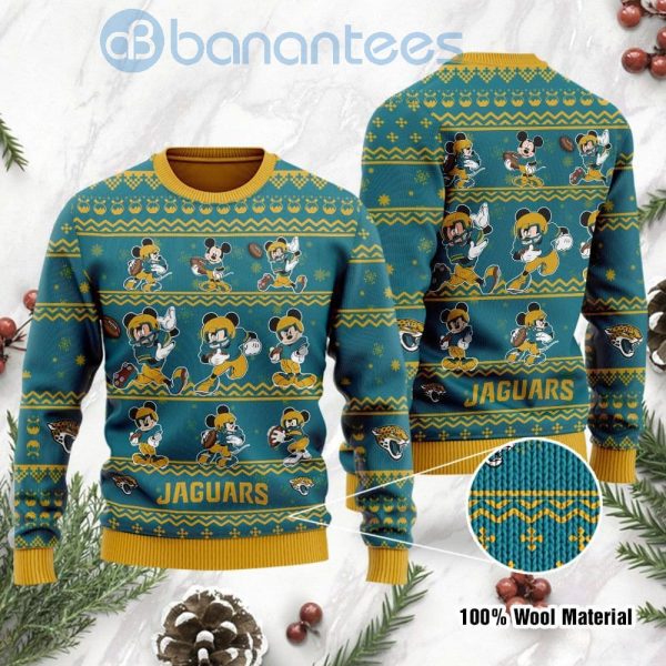 Jacksonville Jaguars Mickey Mouse Ugly Christmas 3D Sweater Product Photo
