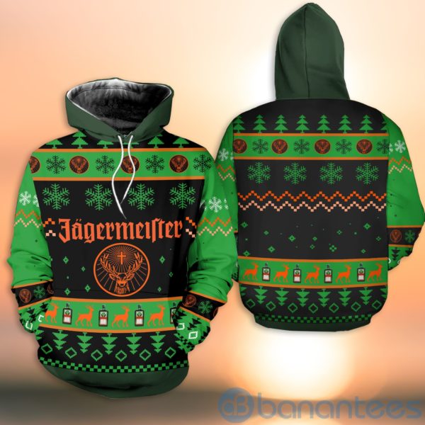 Jagermeister Liqueur Wine Ugly Christmas All Over Printed 3D Shirt Product Photo