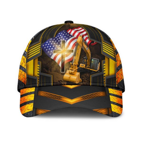 Jesus American Flag Excavator All Over Printed 3D Cap Product Photo