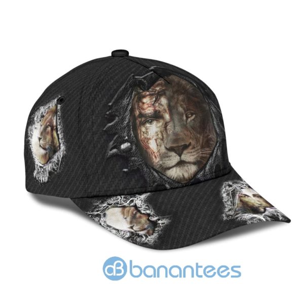 Jesus And Lion Jean Torn All Over Printed 3D Cap Product Photo