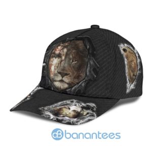 Jesus And Lion Jean Torn All Over Printed 3D Cap Product Photo