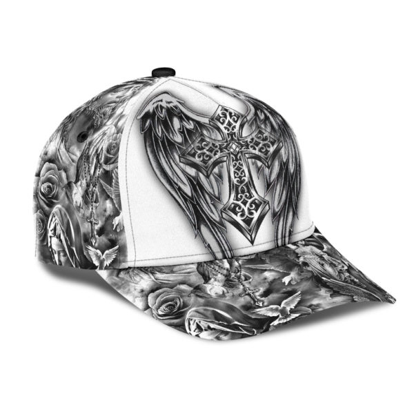Jesus Christ Cross And Wings Printed Cap For Men And Women Product Photo