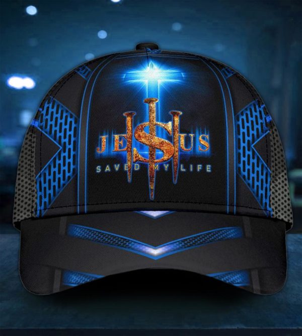 Jesus Cross Blue Saved My Life All Over Printed 3D Cap Product Photo