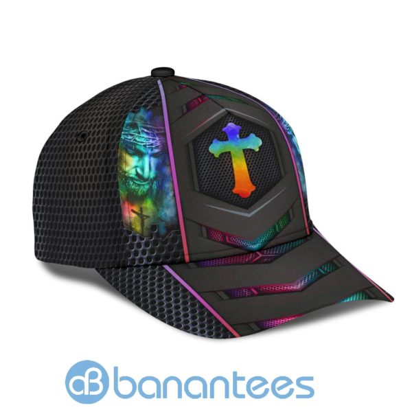 Jesus Cross Metal Tear Style All Over Printed 3D Cap Product Photo