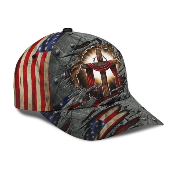 Jesus Cross Us Flag All Over Printed 3D Cap Product Photo