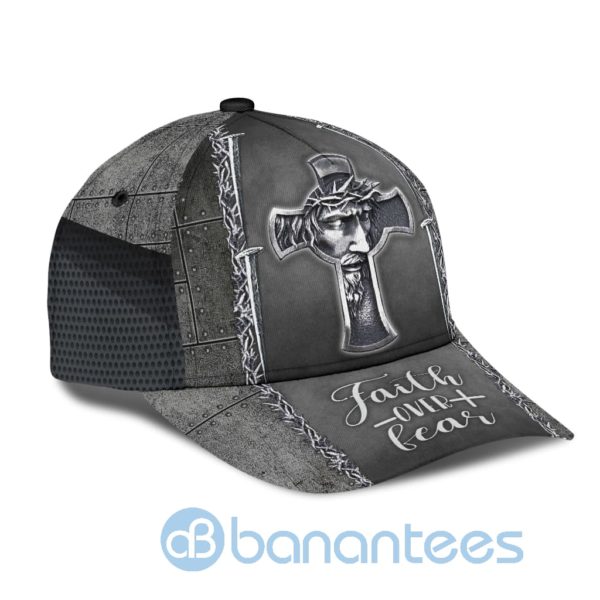 Jesus Faith Over Fear Cross Blessed All Over Printed 3D Cap Product Photo