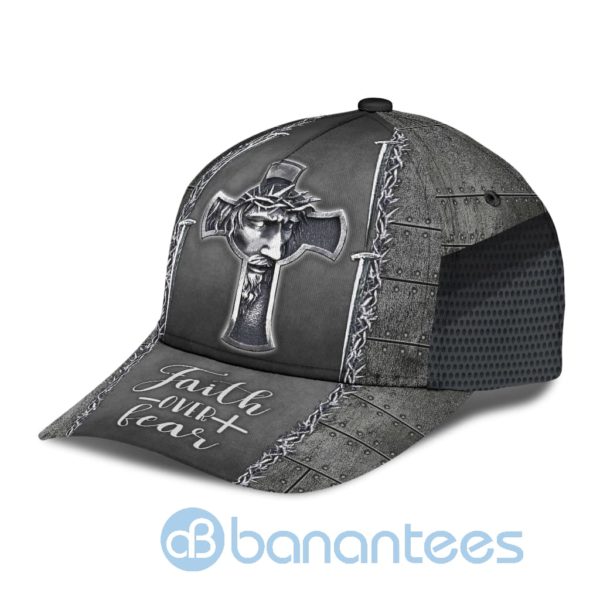 Jesus Faith Over Fear Cross Blessed All Over Printed 3D Cap Product Photo