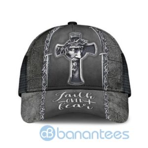 Jesus Faith Over Fear Cross Blessed All Over Printed 3D Cap Product Photo