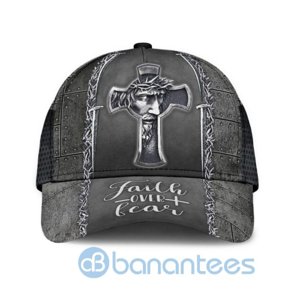 Jesus Faith Over Fear Cross Blessed All Over Printed 3D Cap Product Photo