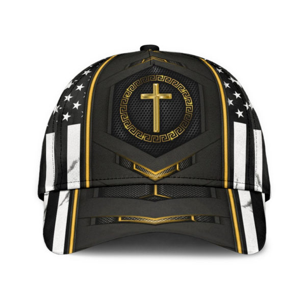 Jesus Gold Flag Carbon All Over Printed 3D Cap Product Photo