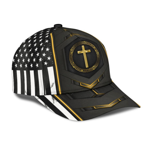 Jesus Gold Flag Carbon All Over Printed 3D Cap Product Photo