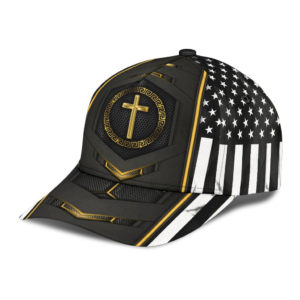Jesus Gold Flag Carbon All Over Printed 3D Cap Product Photo