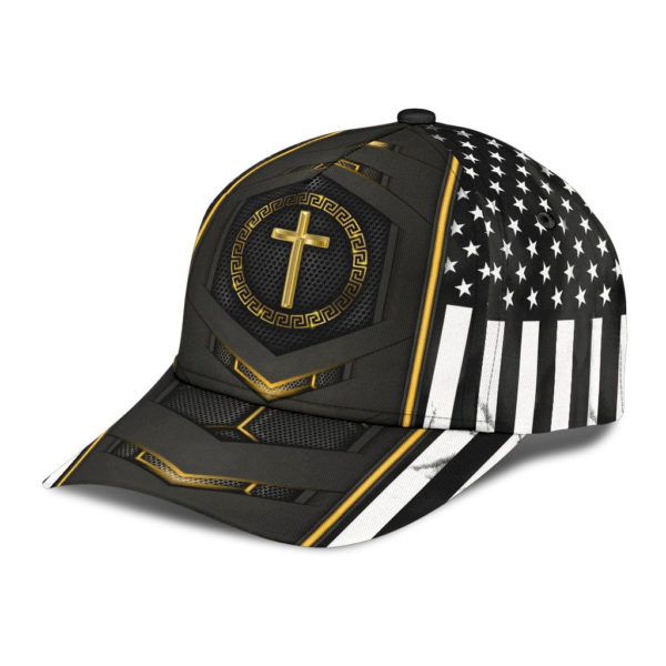 Jesus Gold Flag Carbon All Over Printed 3D Cap Product Photo