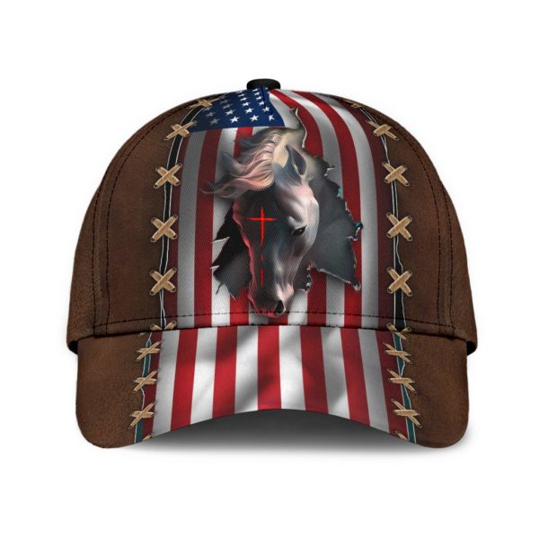 Jesus Horse American Flag All Over Printed 3D Cap Product Photo