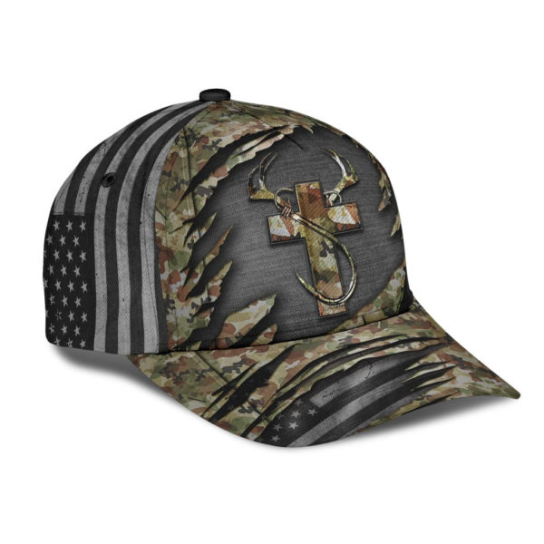 Jesus Hunting Fishing Camo All Over Printed 3D Cap Product Photo
