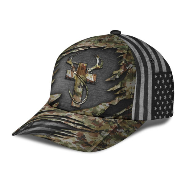 Jesus Hunting Fishing Camo All Over Printed 3D Cap Product Photo
