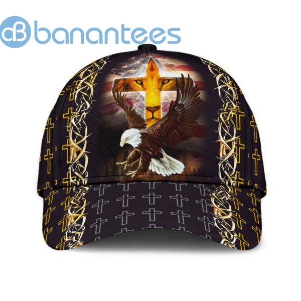 Jesus Lion Eagle American Flag All Over Printed 3D Cap Product Photo