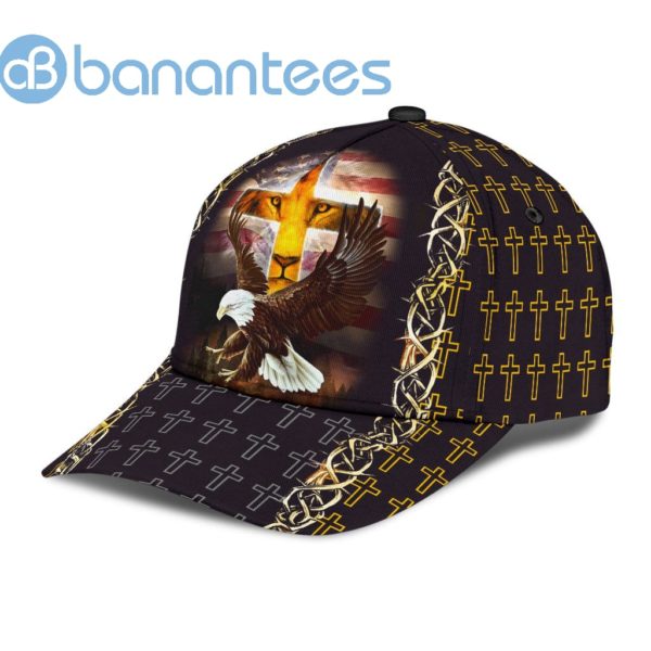 Jesus Lion Eagle American Flag All Over Printed 3D Cap Product Photo