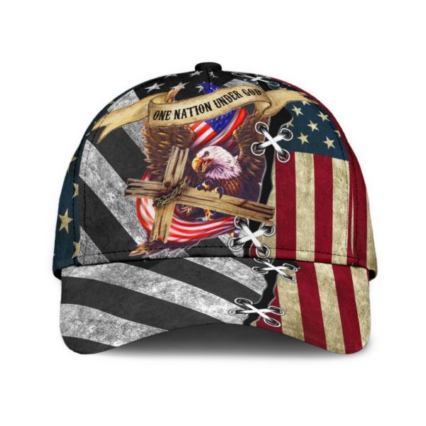 Jesus One Nation Under God American Flag All Over Printed 3D Cap Product Photo