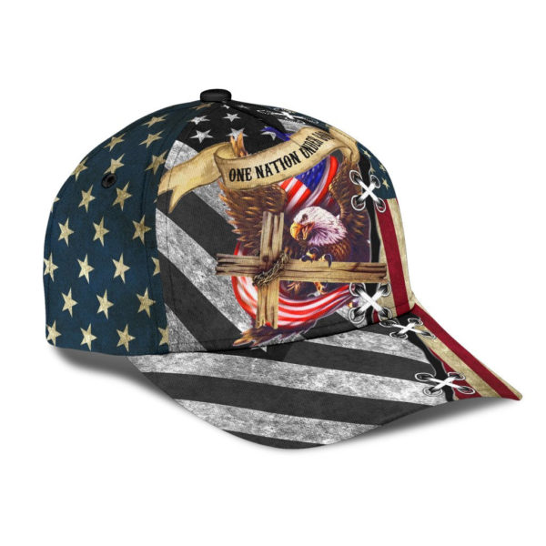 Jesus One Nation Under God American Flag All Over Printed 3D Cap Product Photo