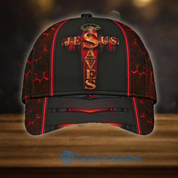 Jesus Saves Red Black Printed All Over Printed 3D Cap Product Photo
