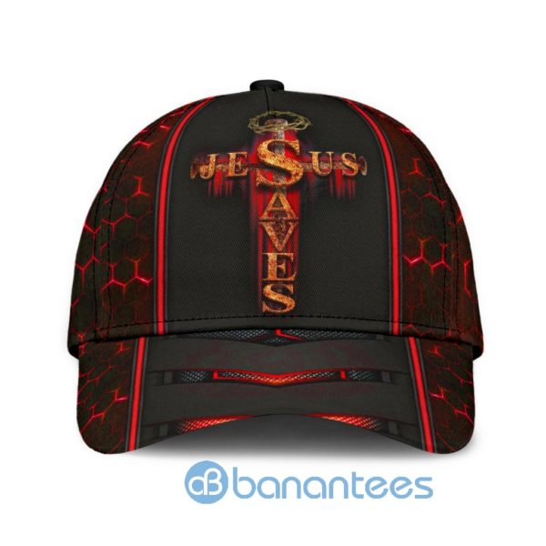 Jesus Saves Red Black Printed All Over Printed 3D Cap Product Photo
