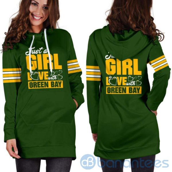 Just A Girl In Love With Green Bay Hoodie Dress For Women Product Photo