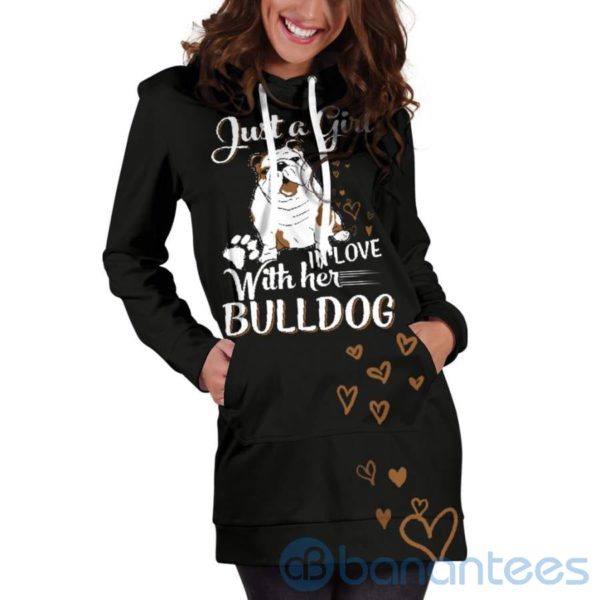 Just A Girl in Love With Her Bulldog Hoodie Dress For Women Product Photo