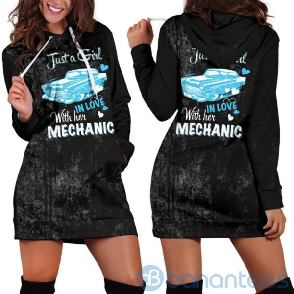 Just A Girl in Love With Her Mechanic Hoodie Dress For Women Product Photo