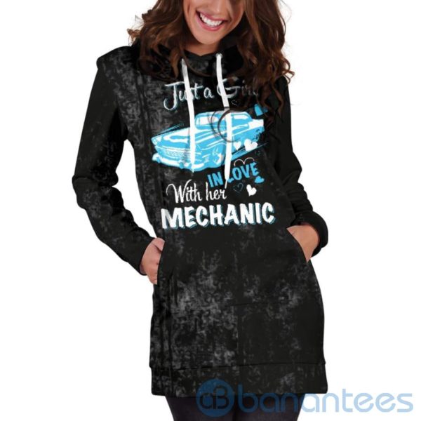 Just A Girl in Love With Her Mechanic Hoodie Dress For Women Product Photo