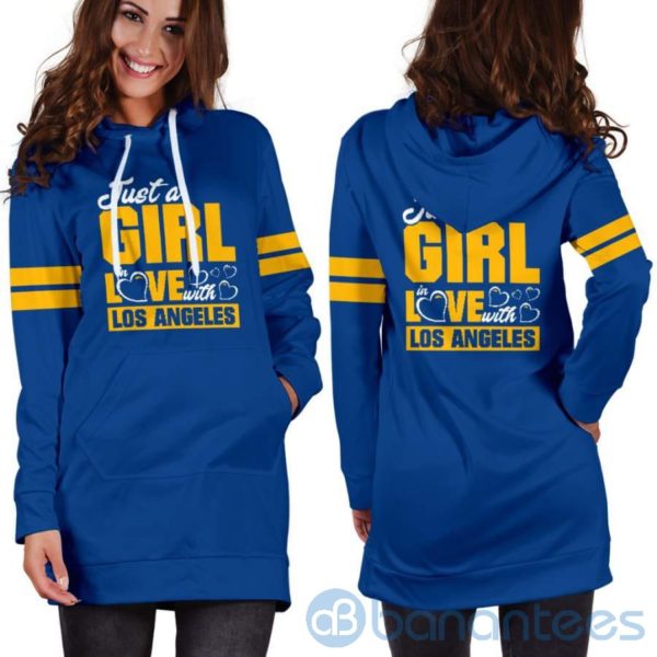 Just A Girl in Love With Los Angeles Hoodie Dress For Women Product Photo