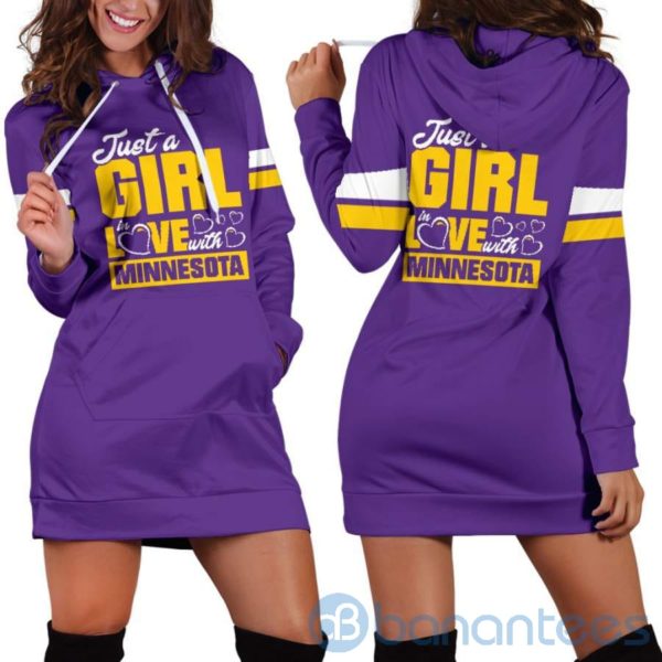 Just A Girl in Love With Minnesota Hoodie Dress For Women Product Photo