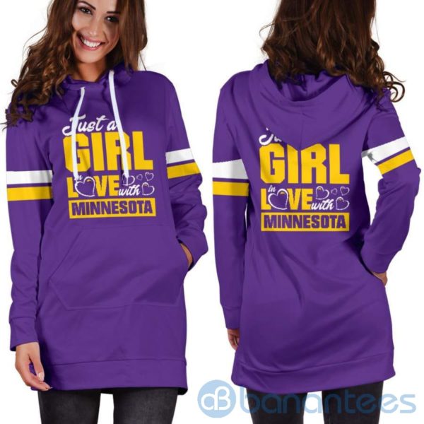 Just A Girl in Love With Minnesota Hoodie Dress For Women Product Photo